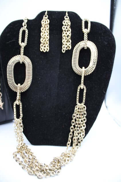 Pendant Long Necklace with Earrings Set