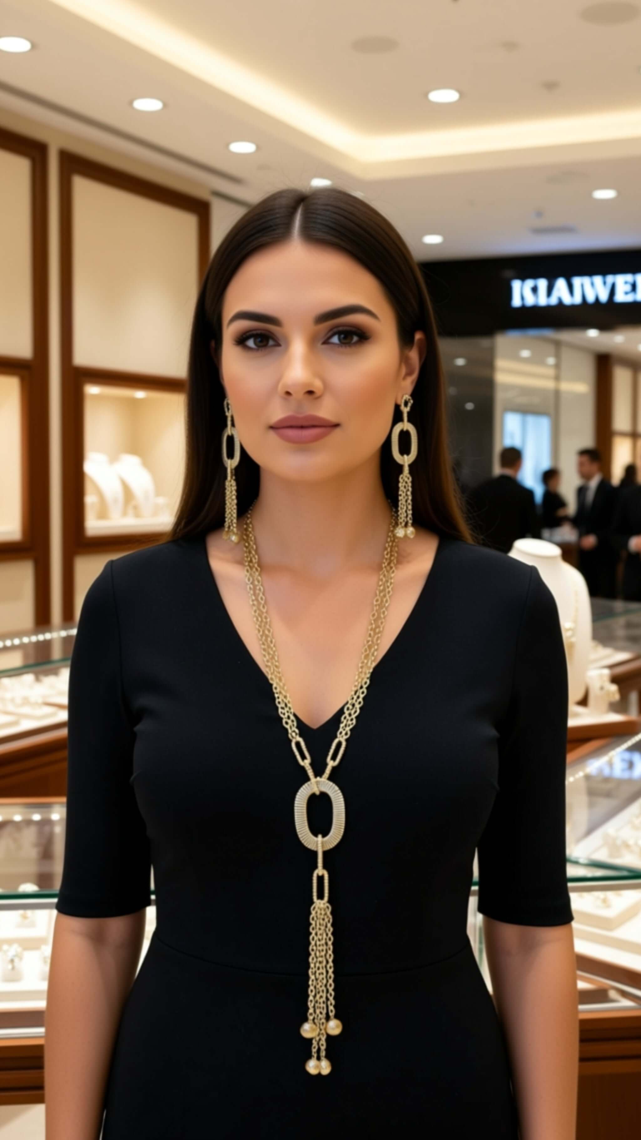 Pendant Long Necklace with Earrings Set