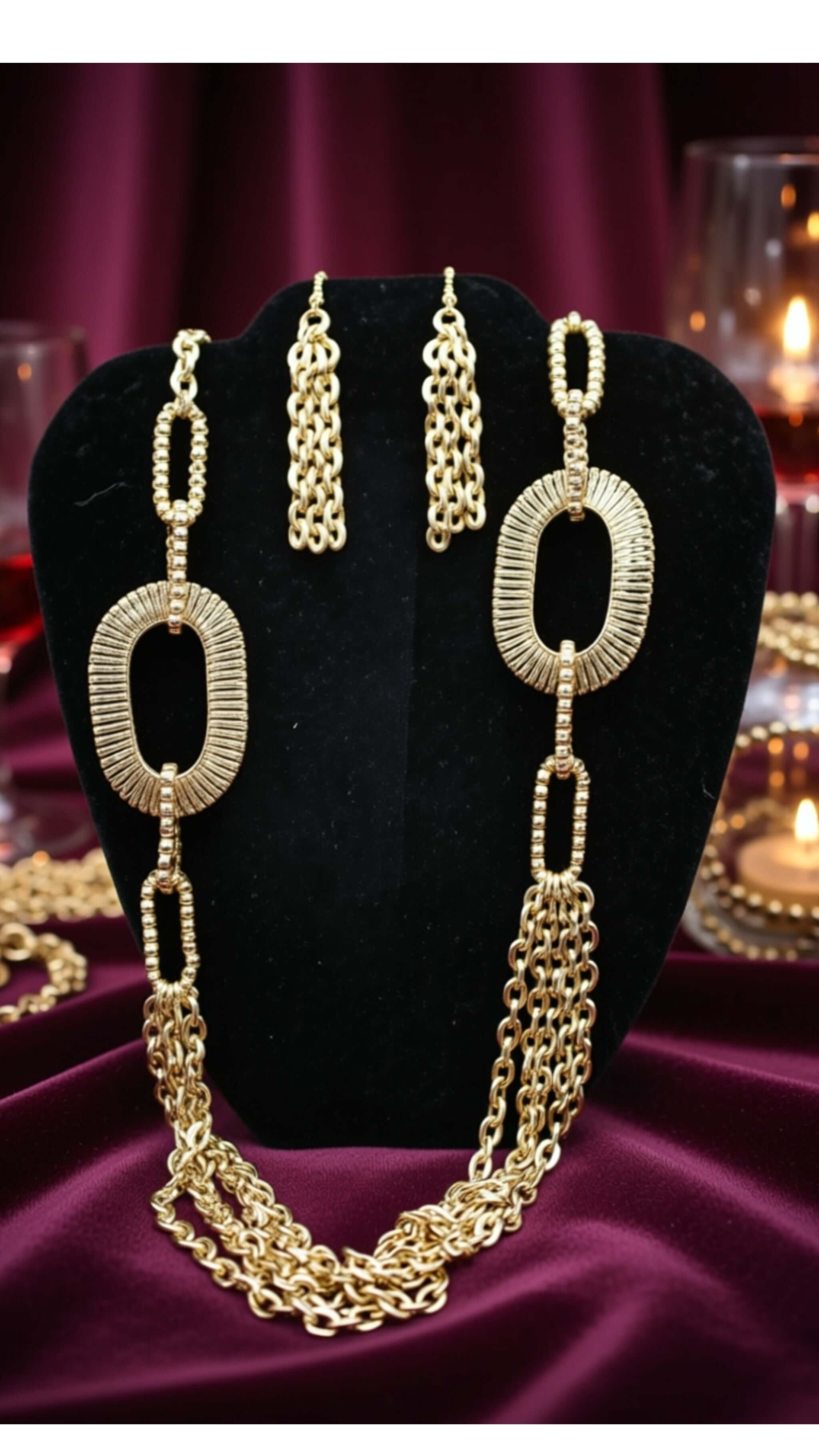 Pendant Long Necklace with Earrings Set