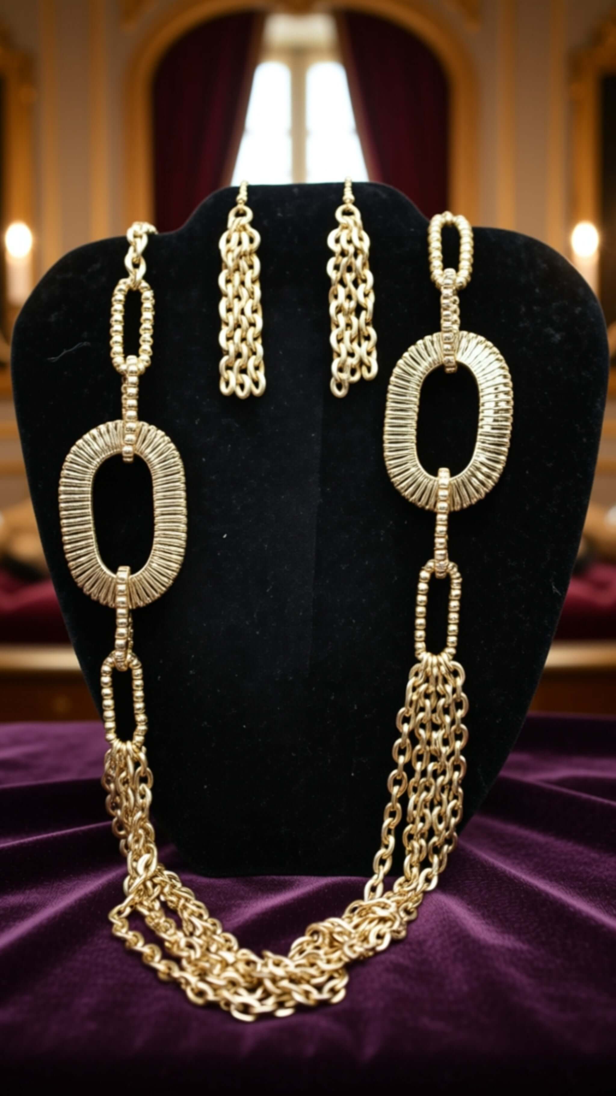 Pendant Long Necklace with Earrings Set