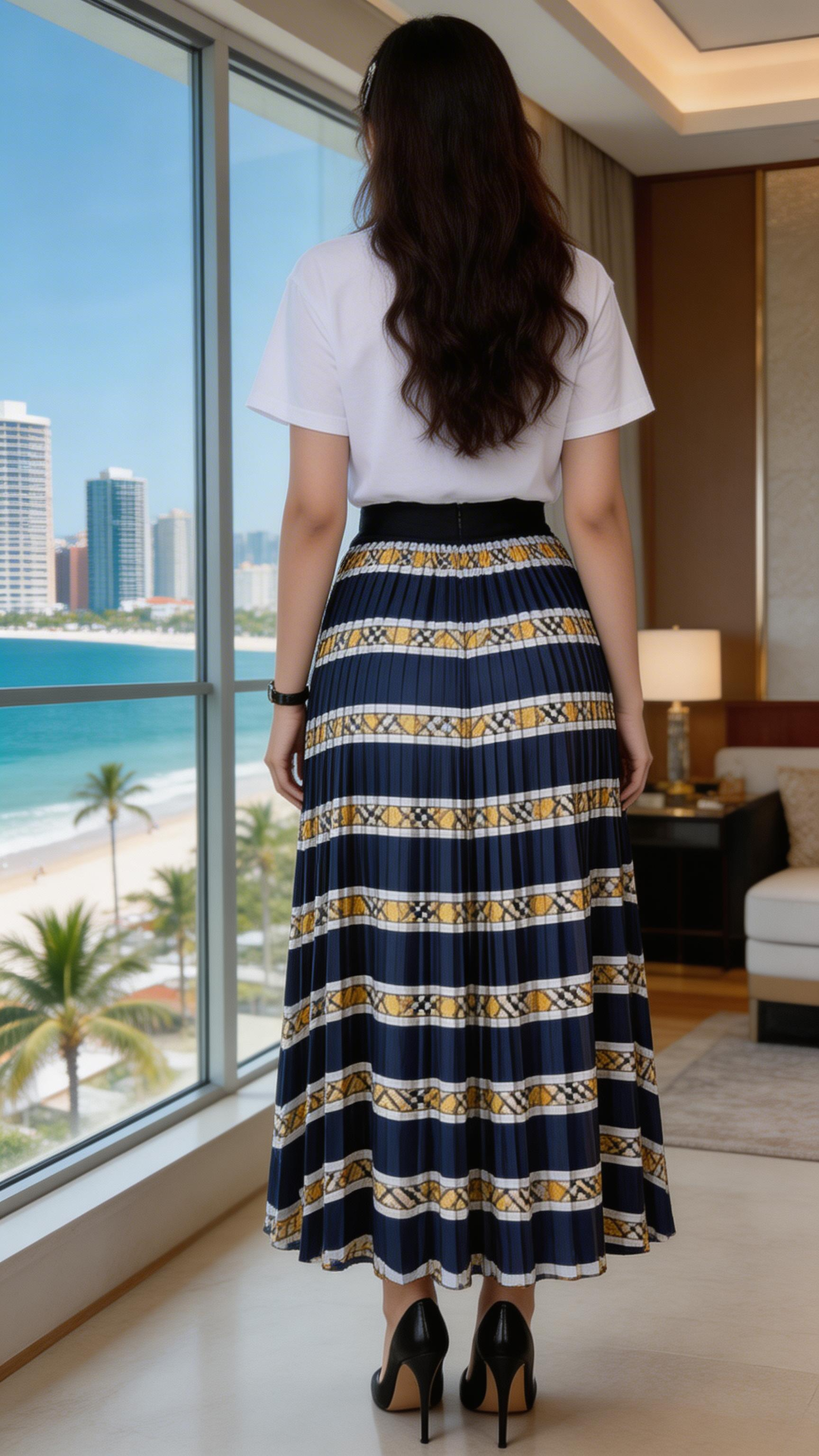 Chic Two Pieces T-Shirt & Long Pleated Skirt Set