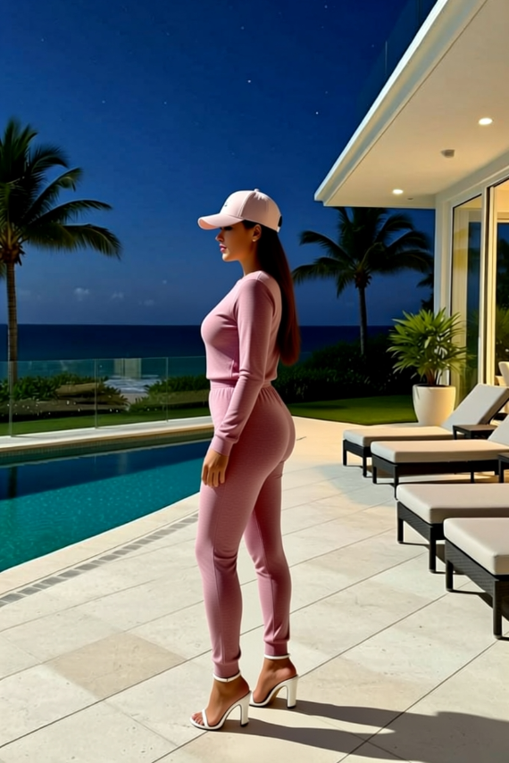 Damen-Loungewear Rundhals-Jogginganzug Lounge-Set Pink