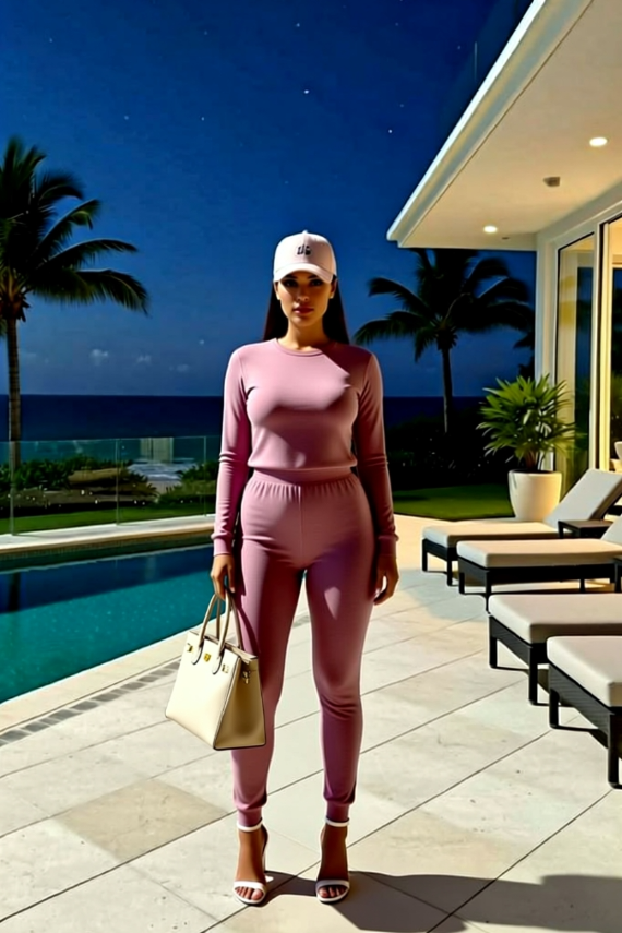 Damen-Loungewear Rundhals-Jogginganzug Lounge-Set Pink
