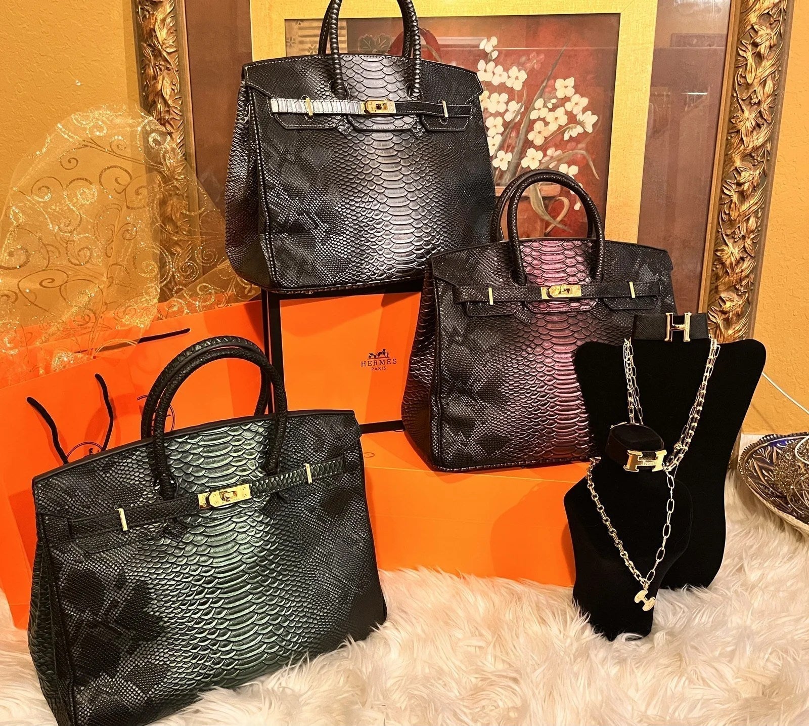 H Lux Crocodile Large Bags