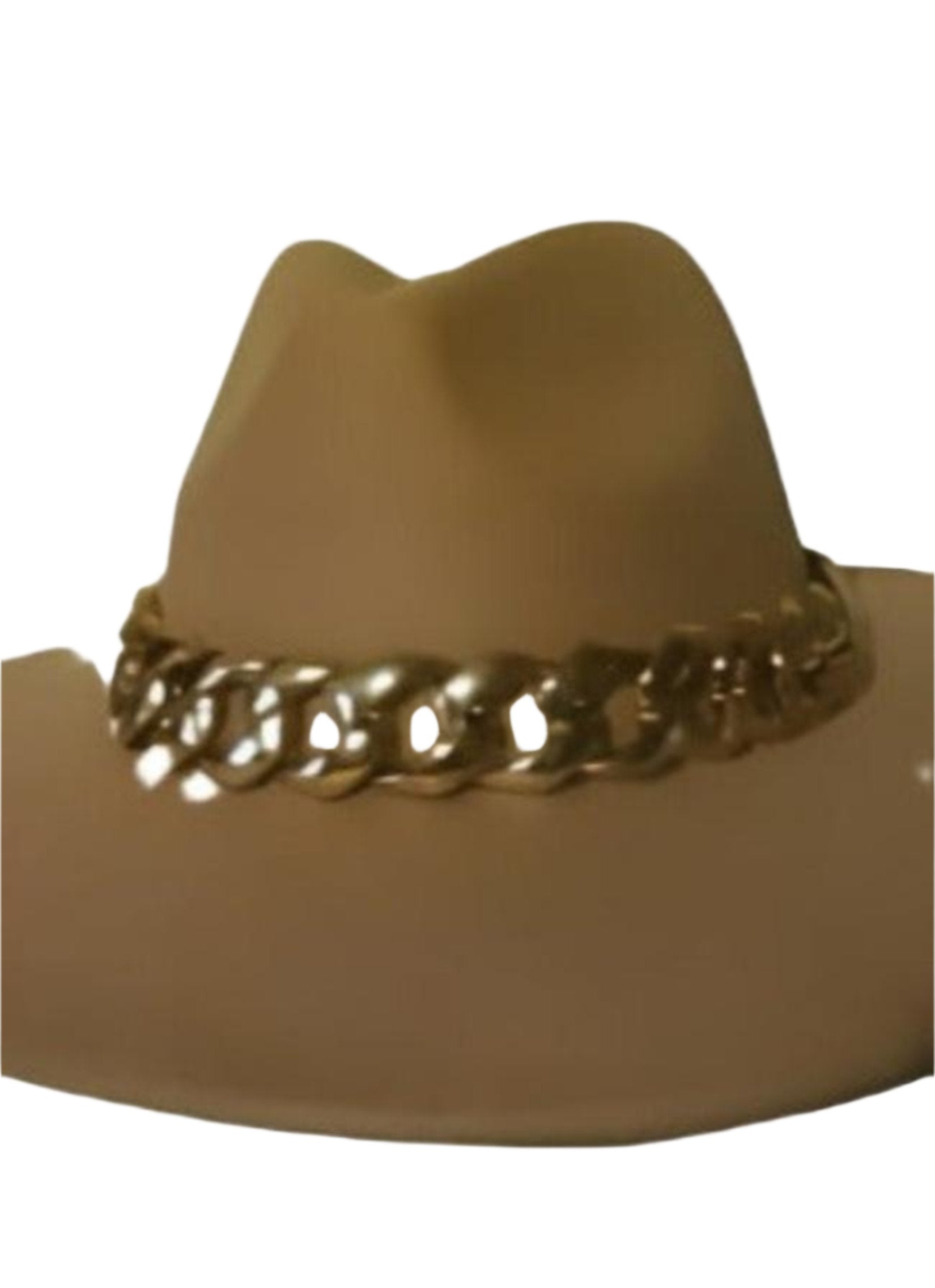 WOLLHUT MIT BREITER KREMPE, ELEGANT UND MIT GOLDENER KETTE