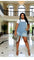 Light Blue Distressed Hem Pinafore Denim Dress