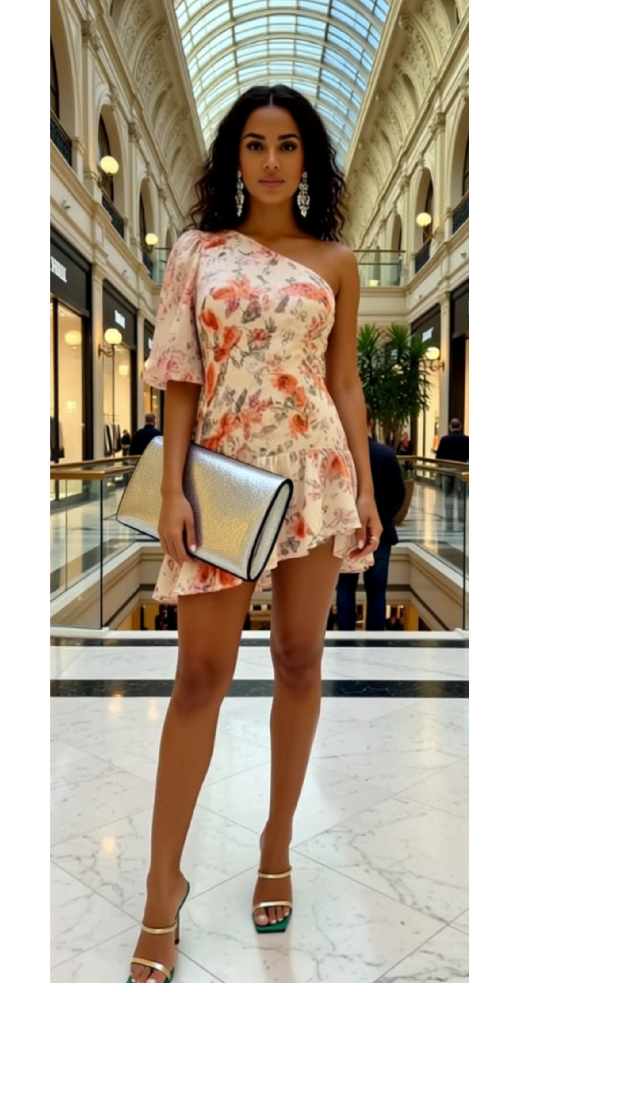 ONE SHOULDER PUFF SLEEVE MINI DRESS