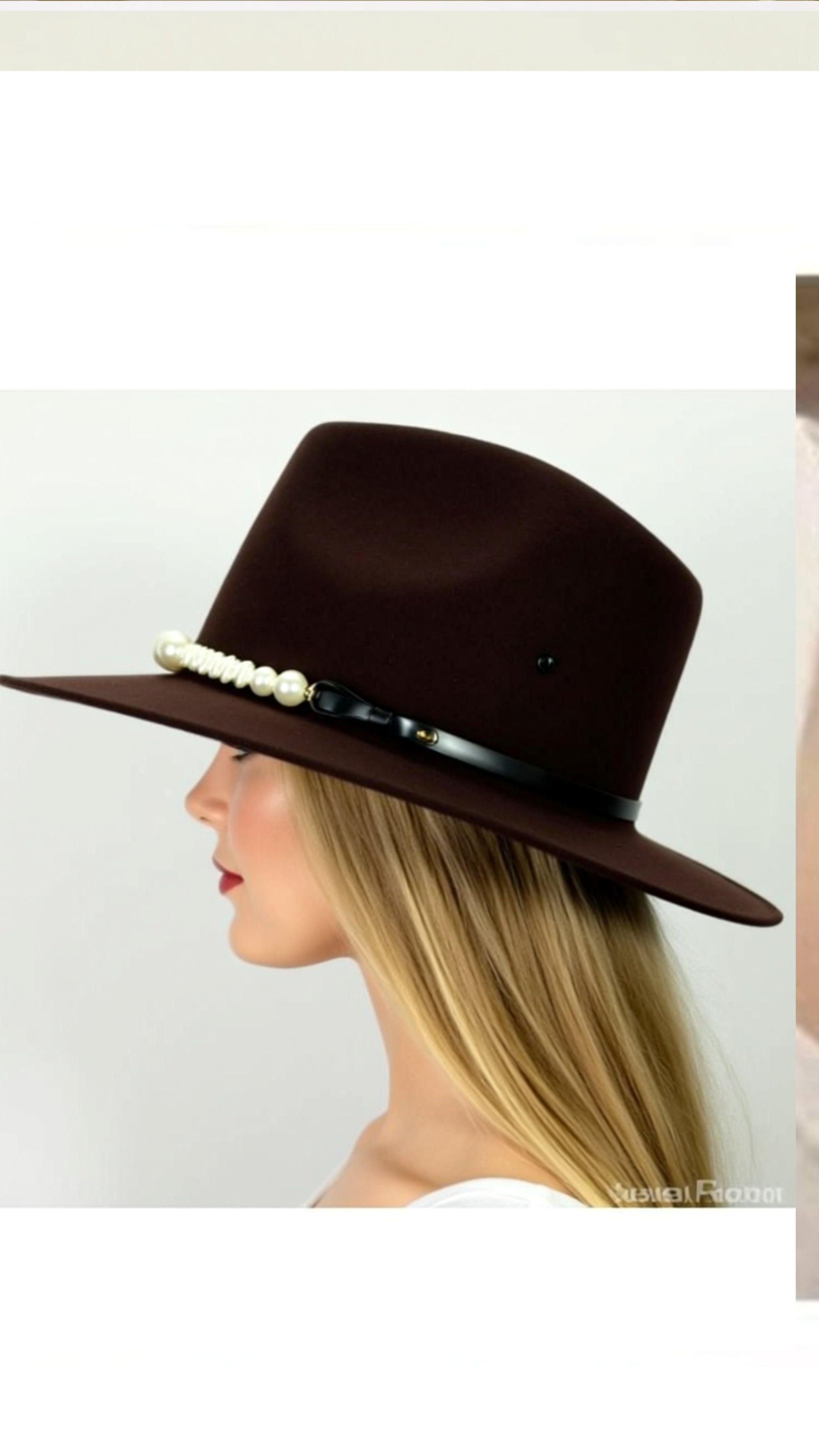 Mode Perle Zylinder Wolle Jazz Cap
