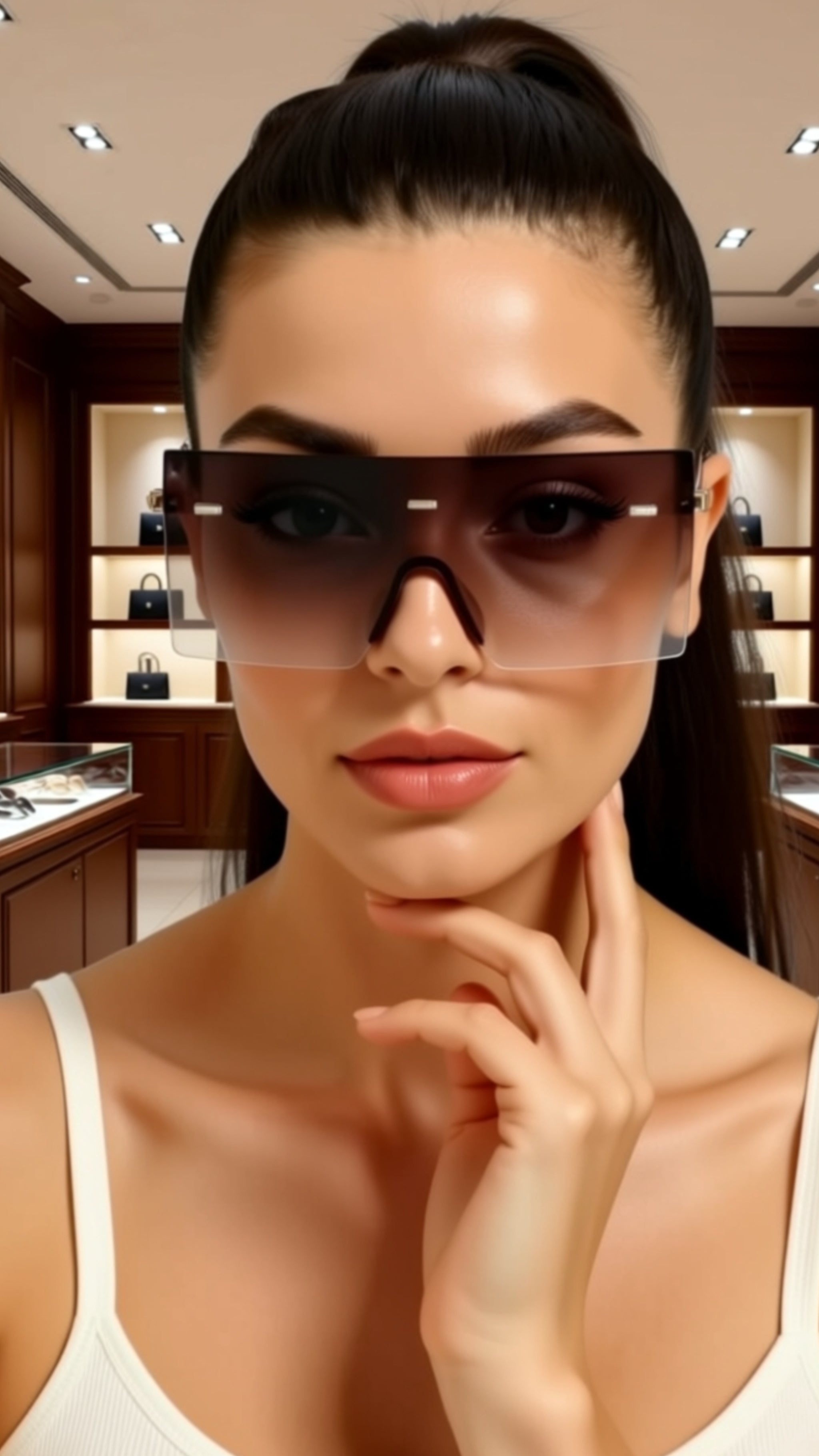 Lux Ombre Lens Flat Top Shield Sunglasses