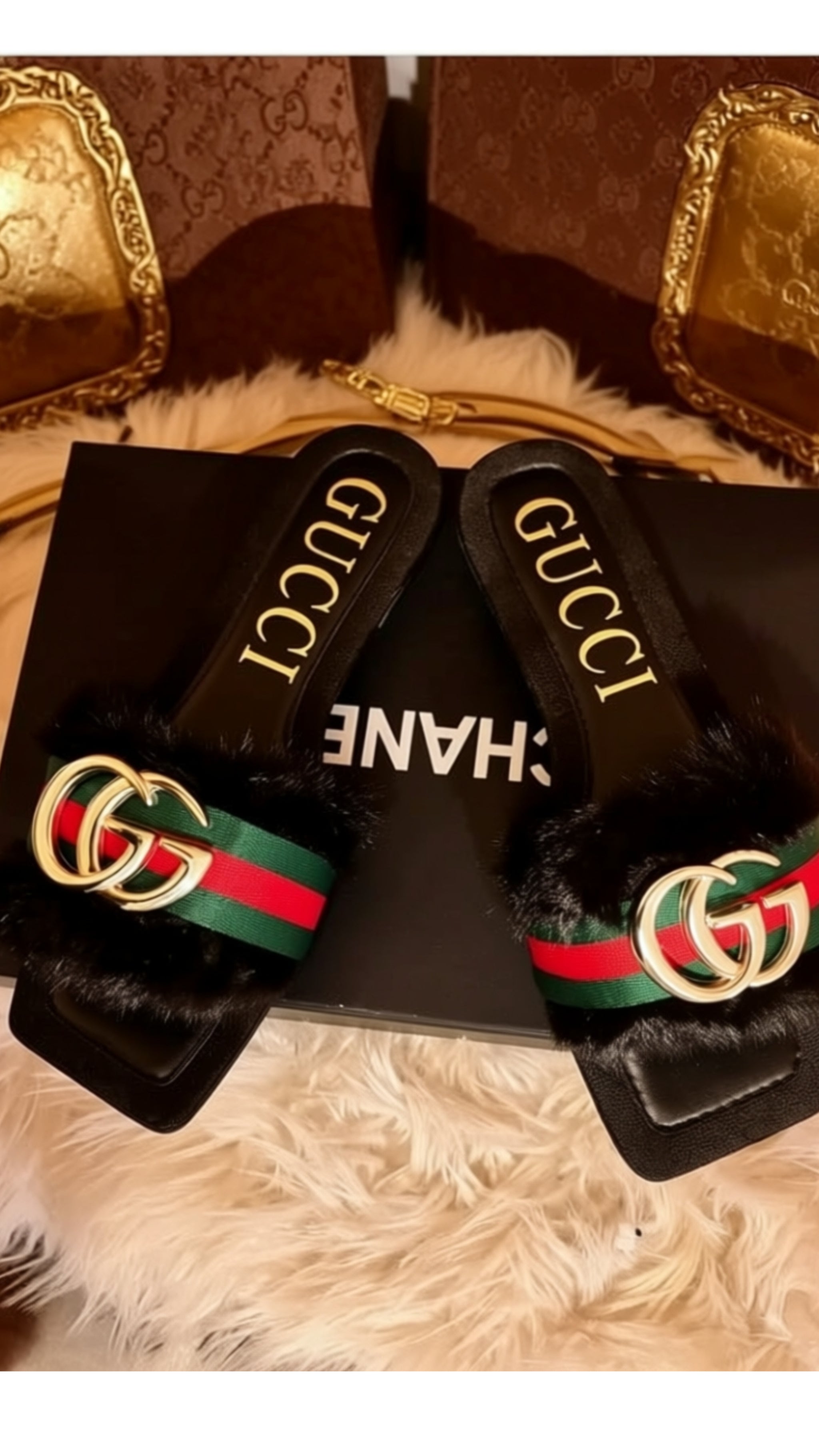 Women's Fashion Fur Slide Sandals