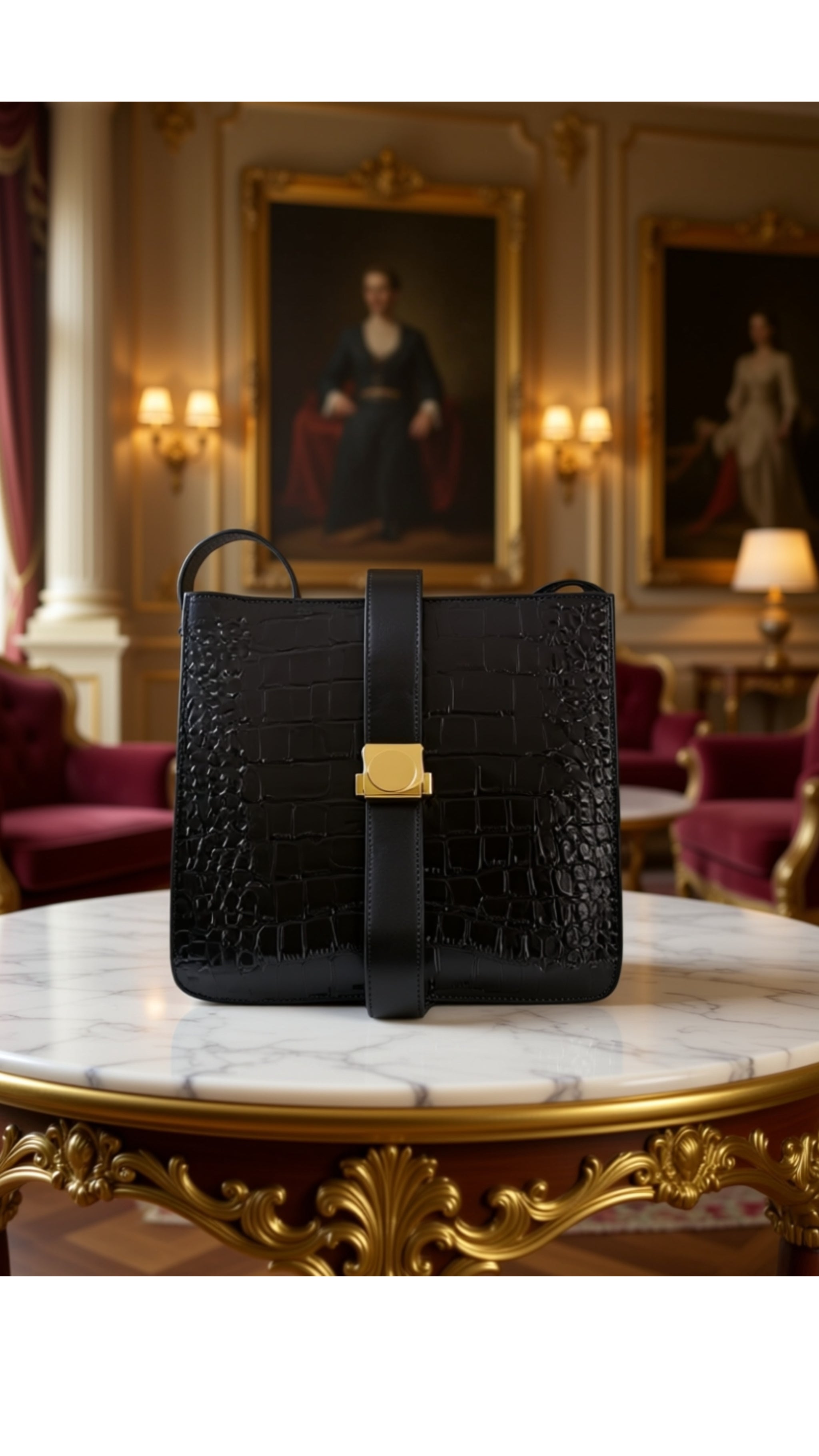 Black Genuine Leather Messenger Bag