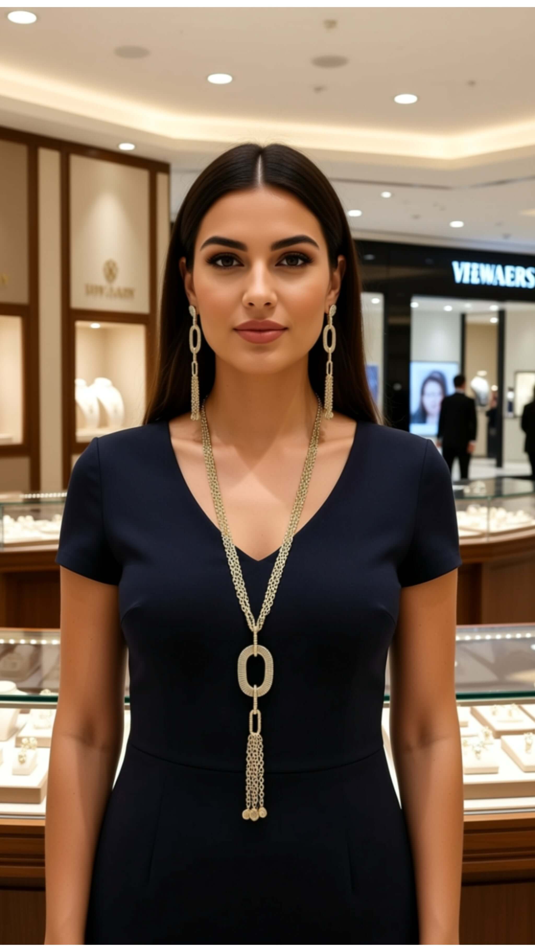 Pendant Long Necklace with Earrings Set