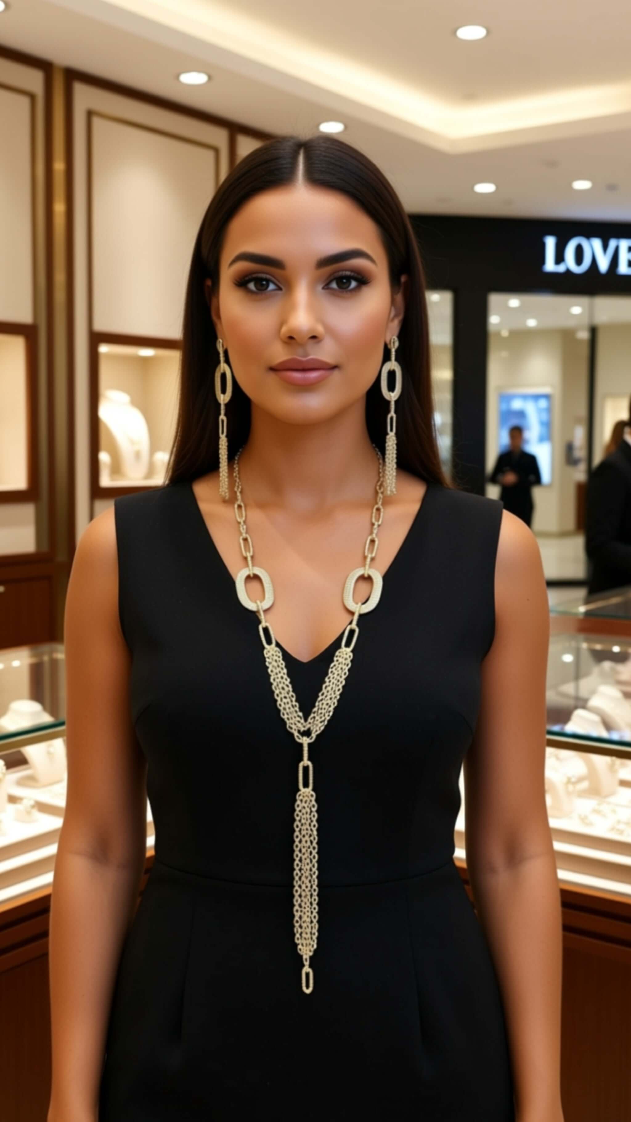 Pendant Long Necklace with Earrings Set