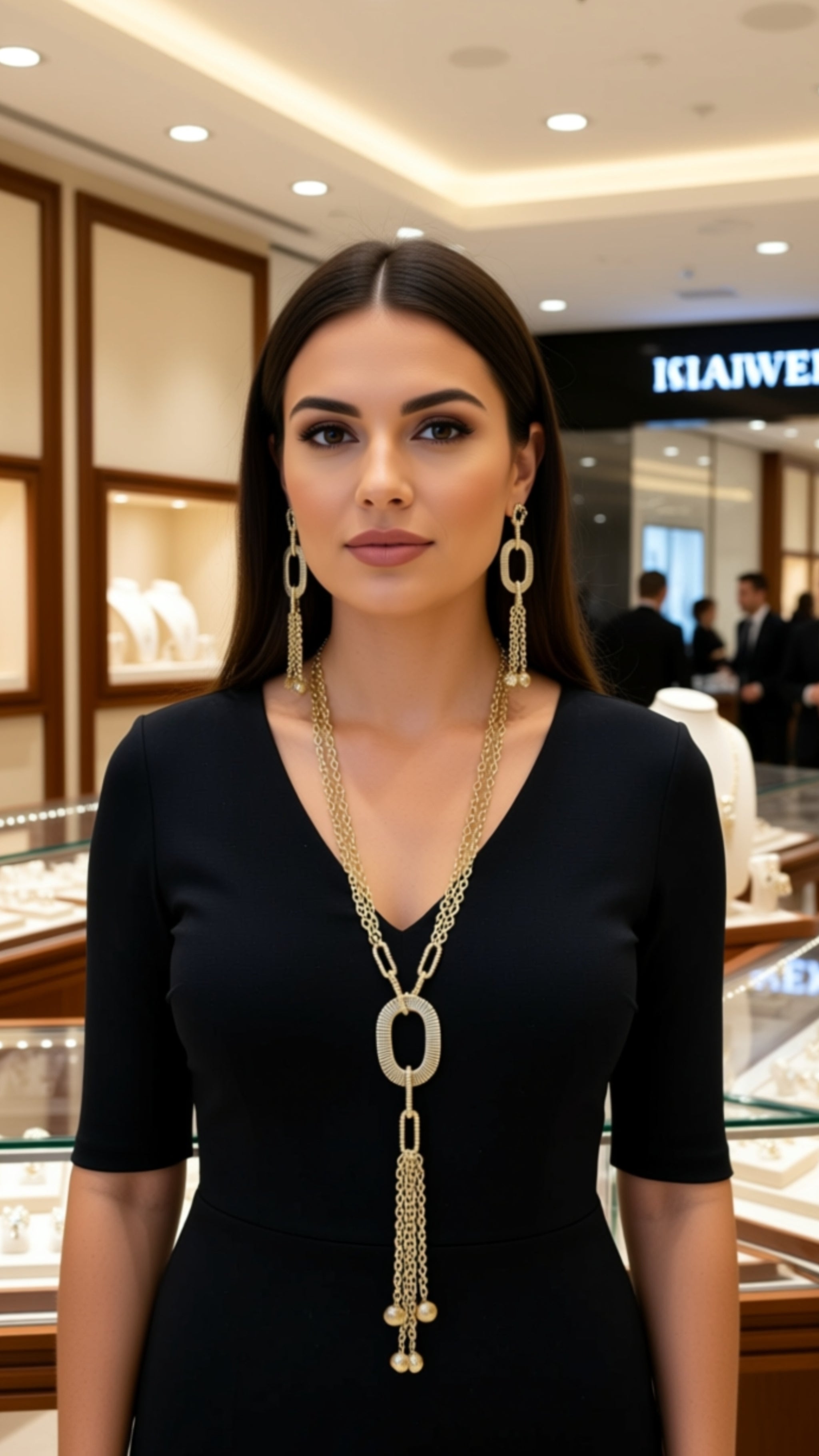 Pendant Long Necklace with Earrings Set
