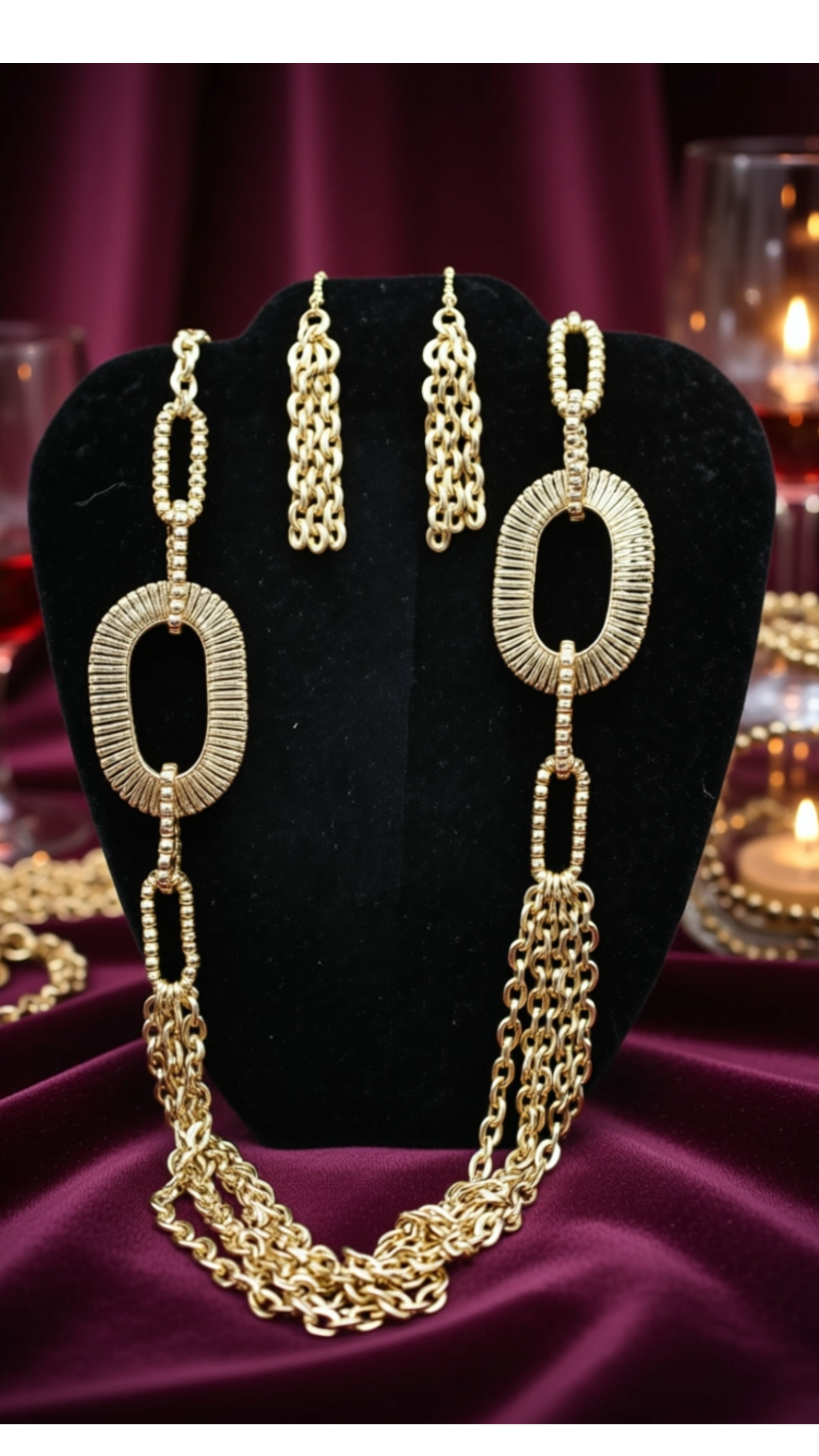 Pendant Long Necklace with Earrings Set