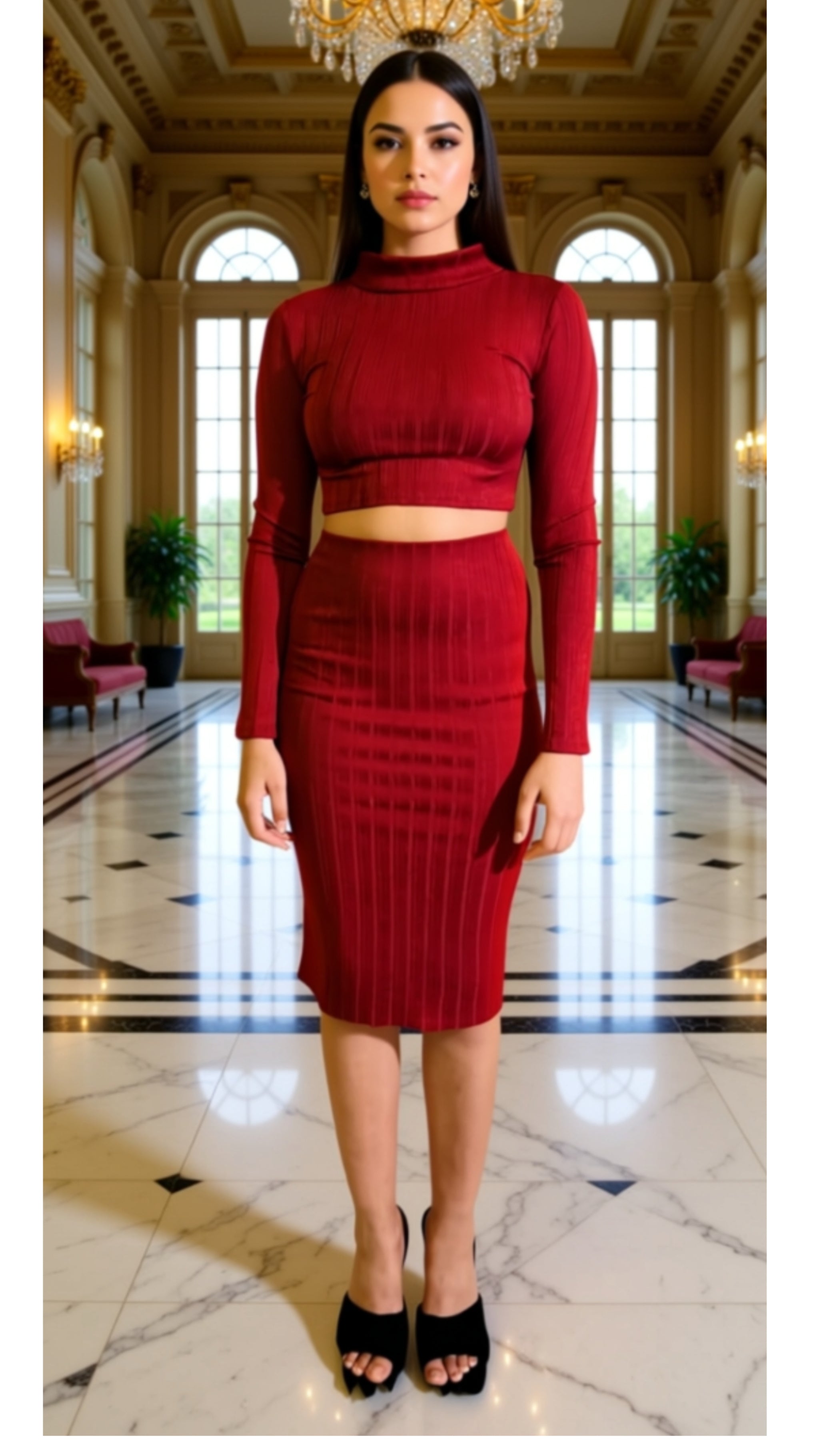 Sexy Ribbed Crop Tee & Thigh Skirt Set