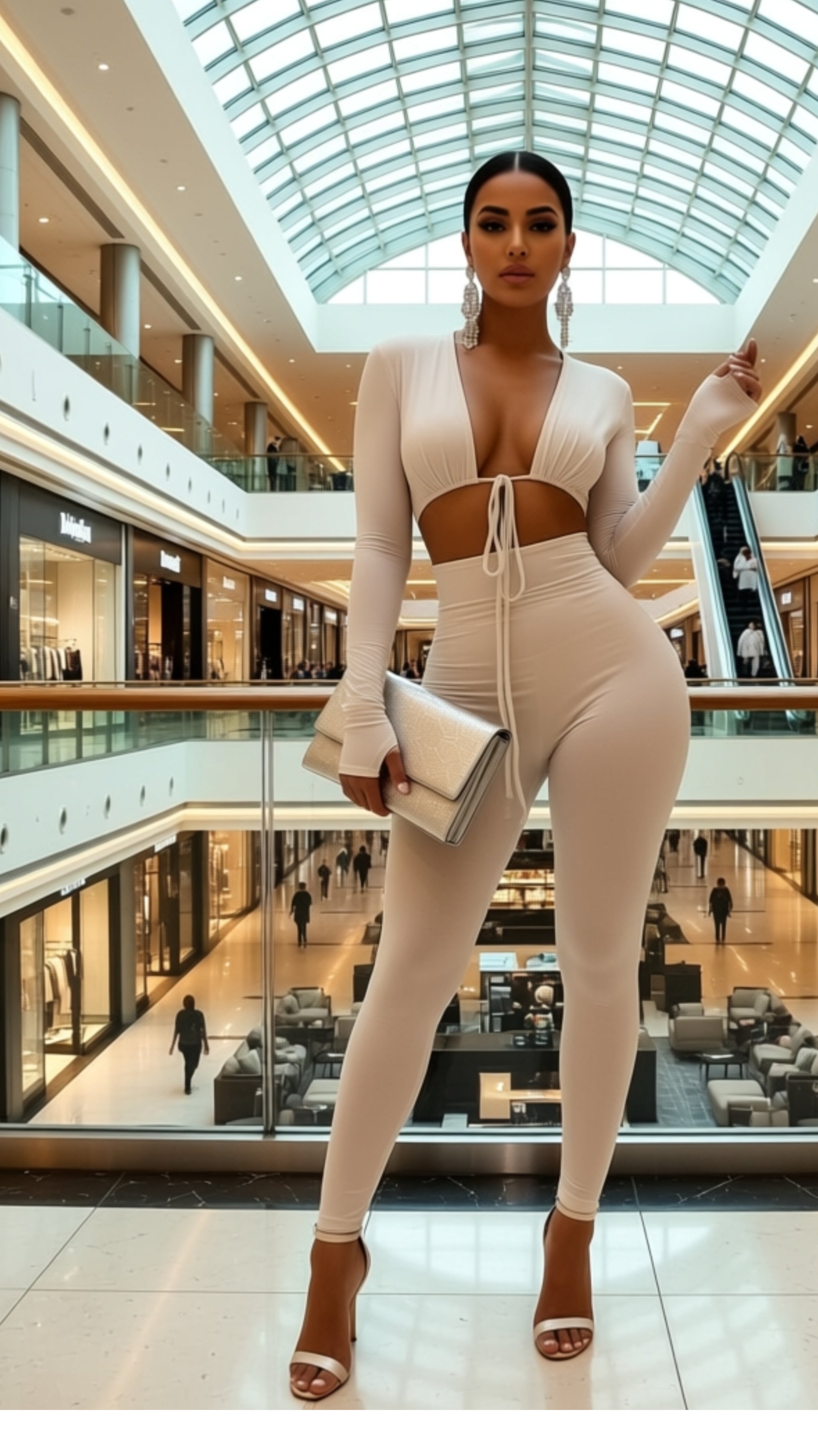 Jumpsuits Bandage Tie Sexy Hollow Out Long Sleeve Bodycon