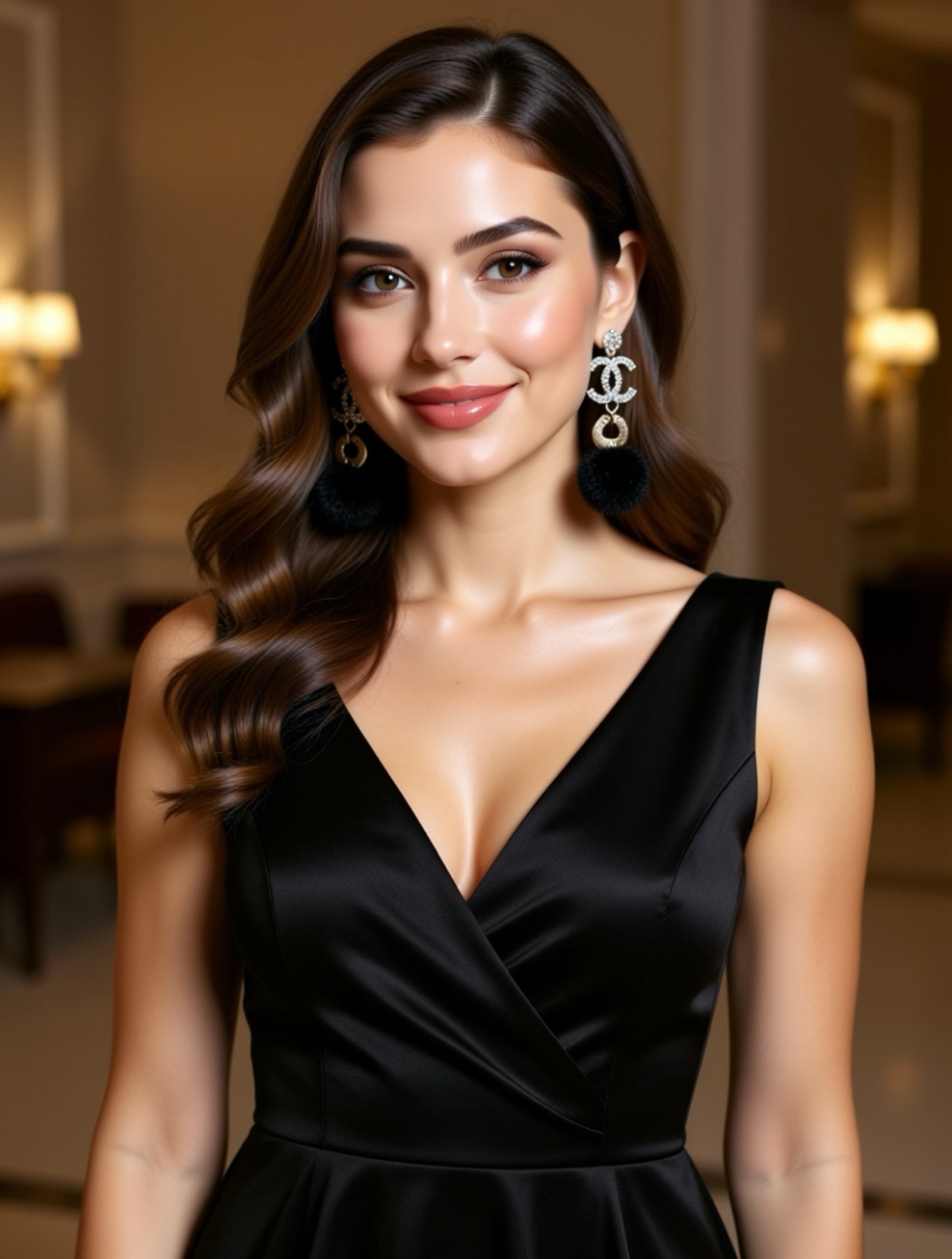 Chic Black Fur Earrings