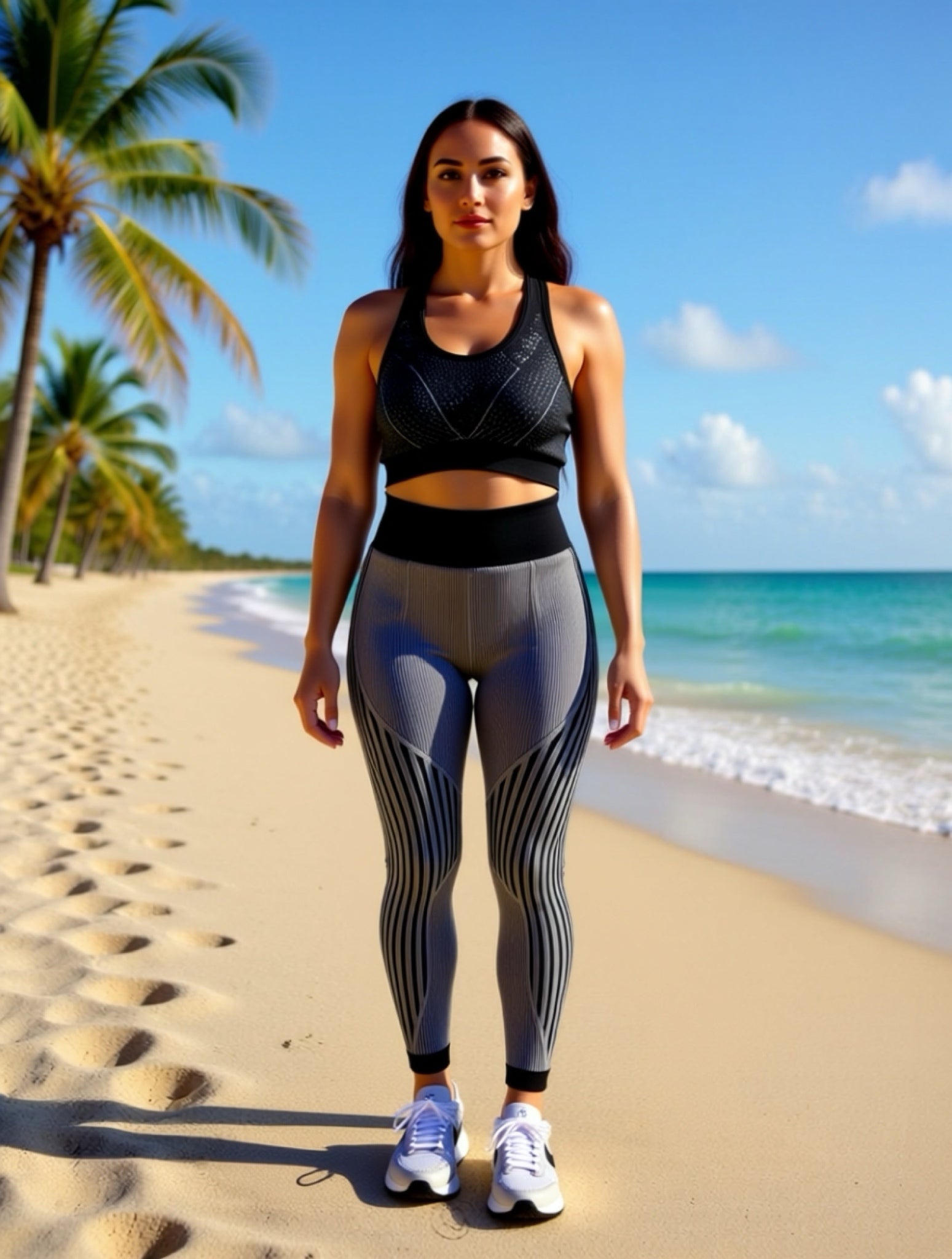 2 Piece Outfits for Women's - Seamless Ribbed Yoga Outfits Sports Bra and Leggings Set