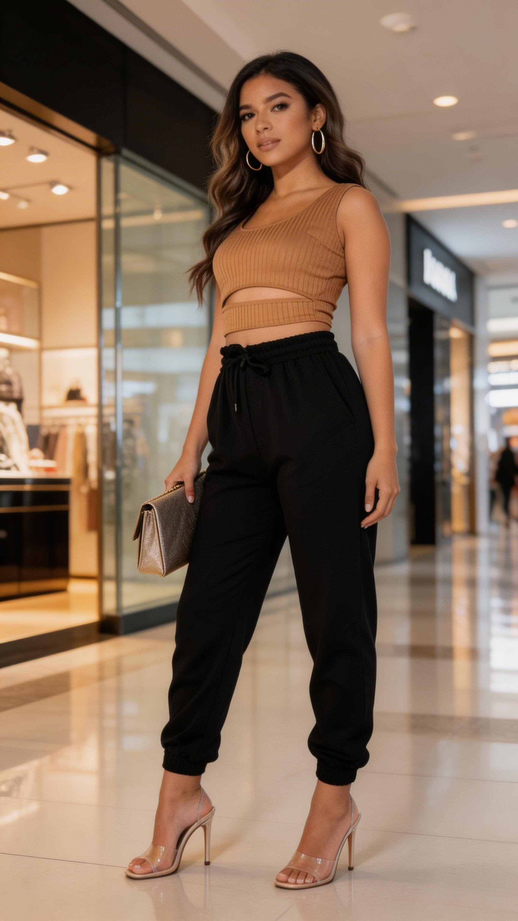 BLACK TIE WAIST OVERSIZED JOGGERS