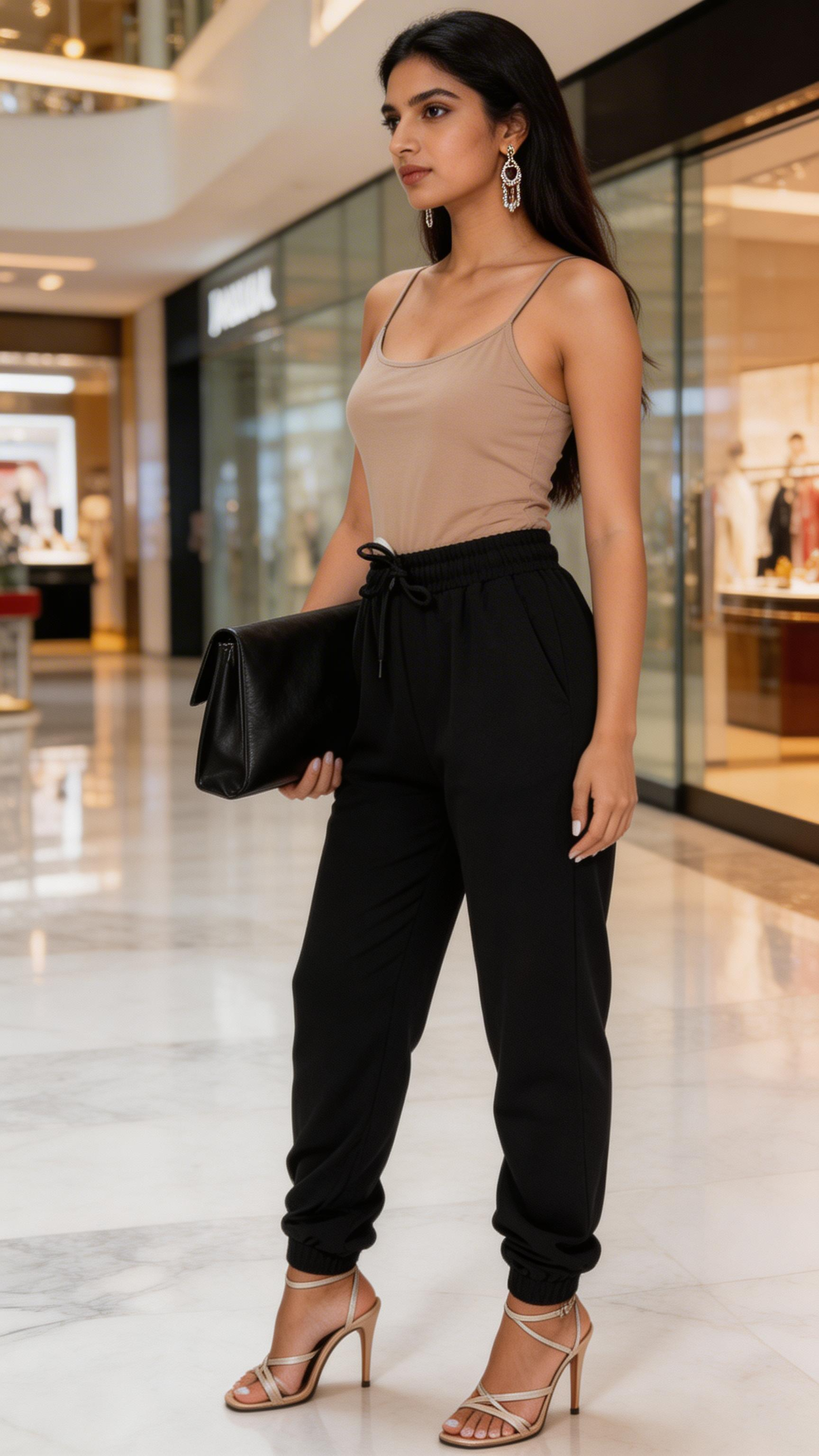 BLACK TIE WAIST OVERSIZED JOGGERS