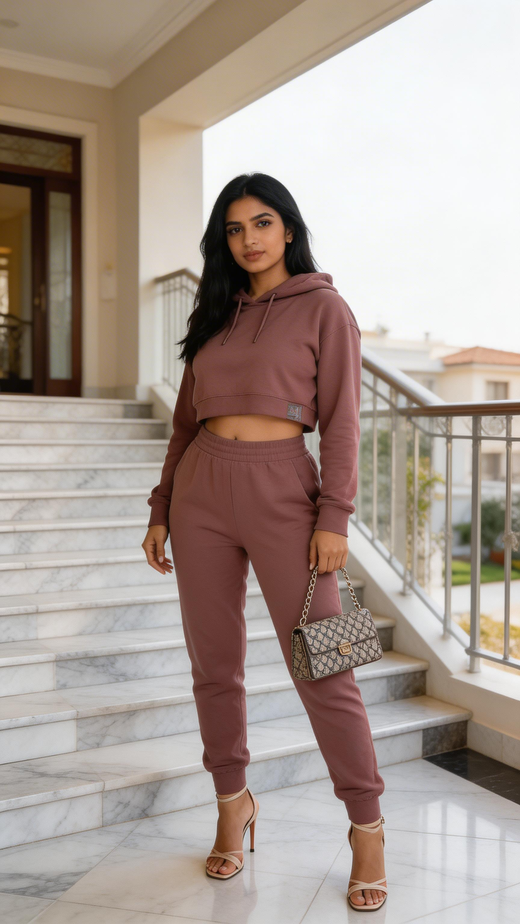 CROPPED HOODIE JOGGER LOUNGE SET