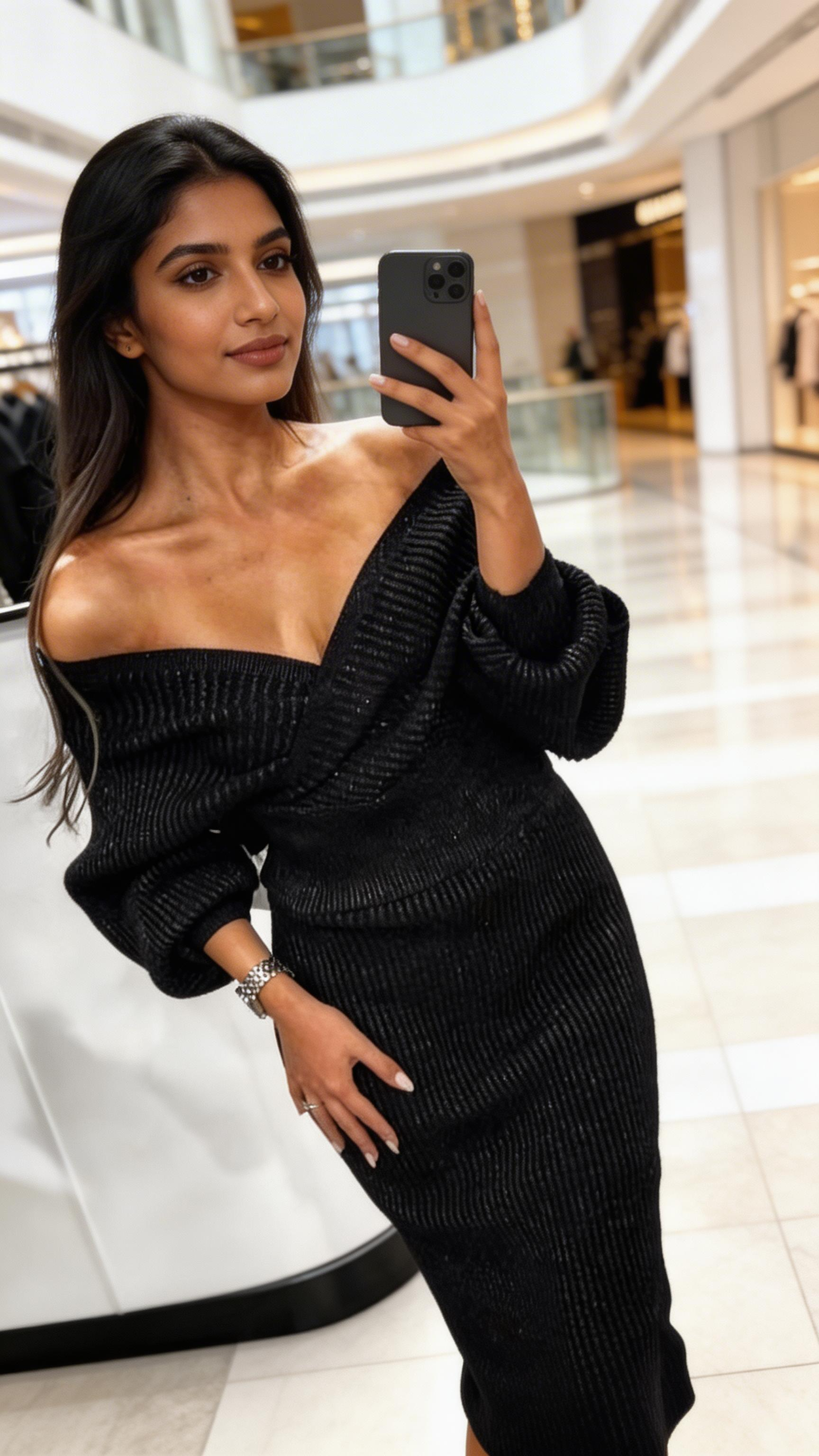 Women's's Long Sleeve Sweater Skirt Two Piece Set Outfits Knitted Suit Solid Suit