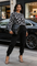 Casual Knitted Long-sleeved Pants Printed Beaded Pullover + Double Pocket Lace Pants