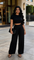 Two Piece Sets Elegant Print Short Sleeve Shirt Pullover + Wide Leg Pants Suits