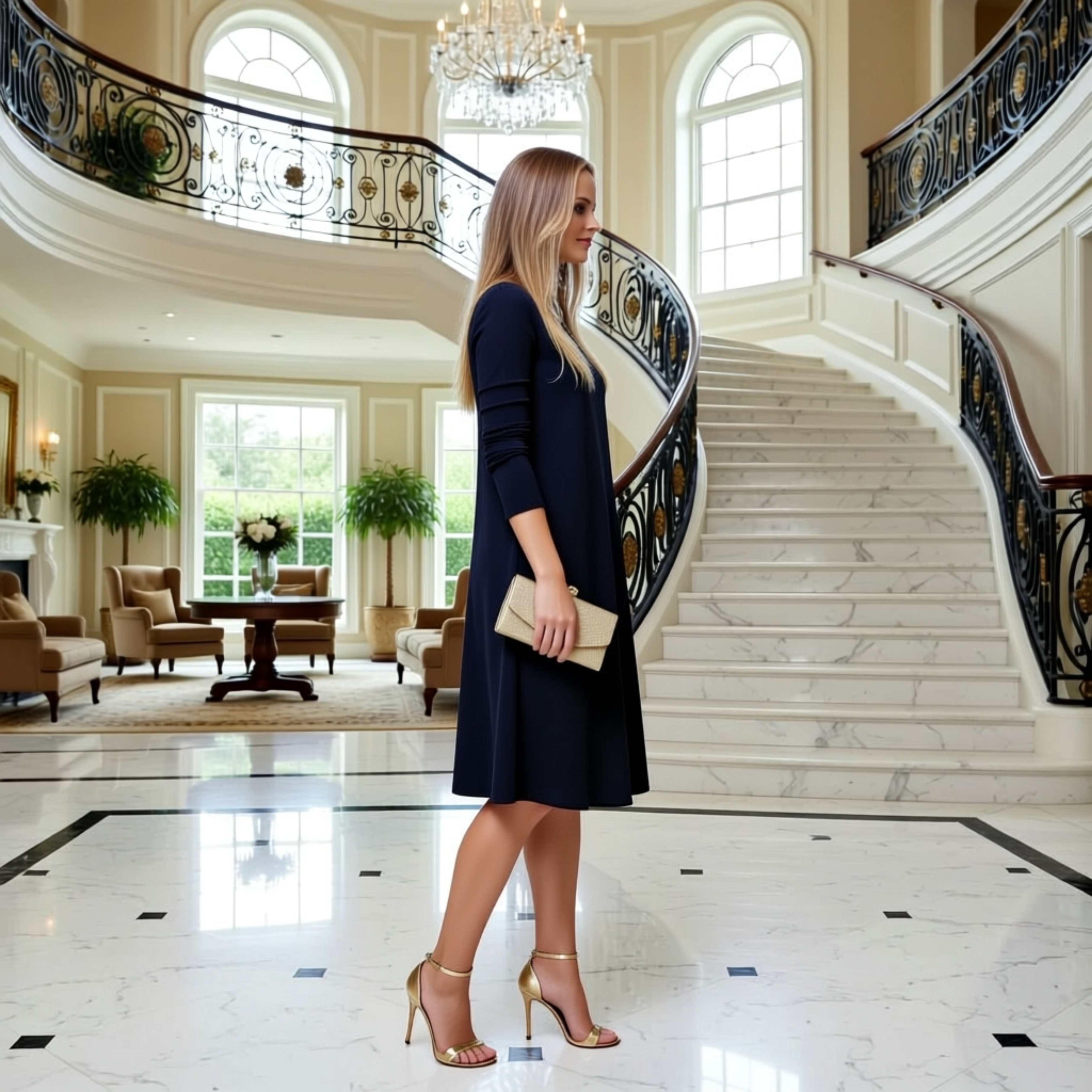 Verführerisches Kleid mit seitlicher Einschubtasche