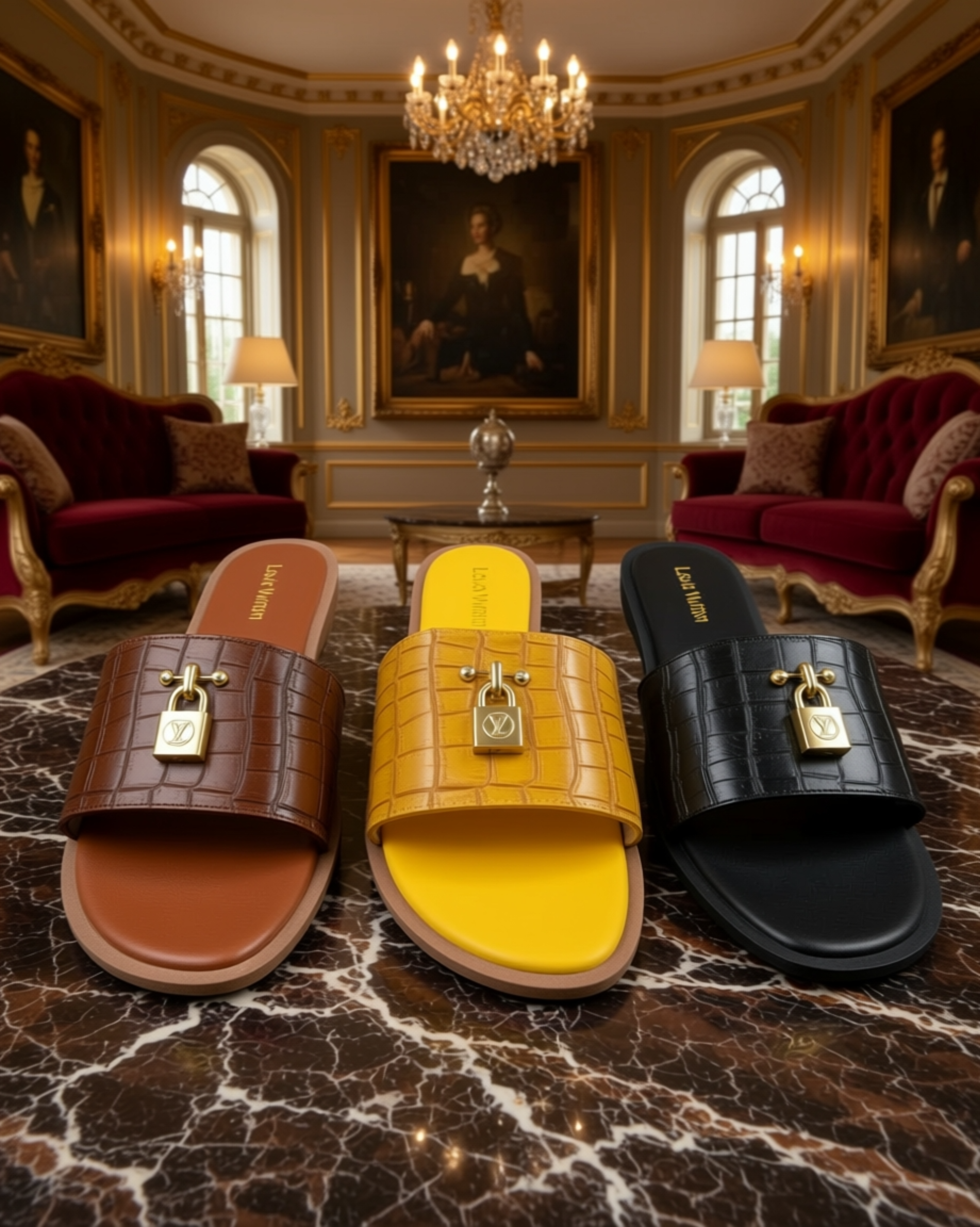 Damen Flache Krokodil-Sandalen