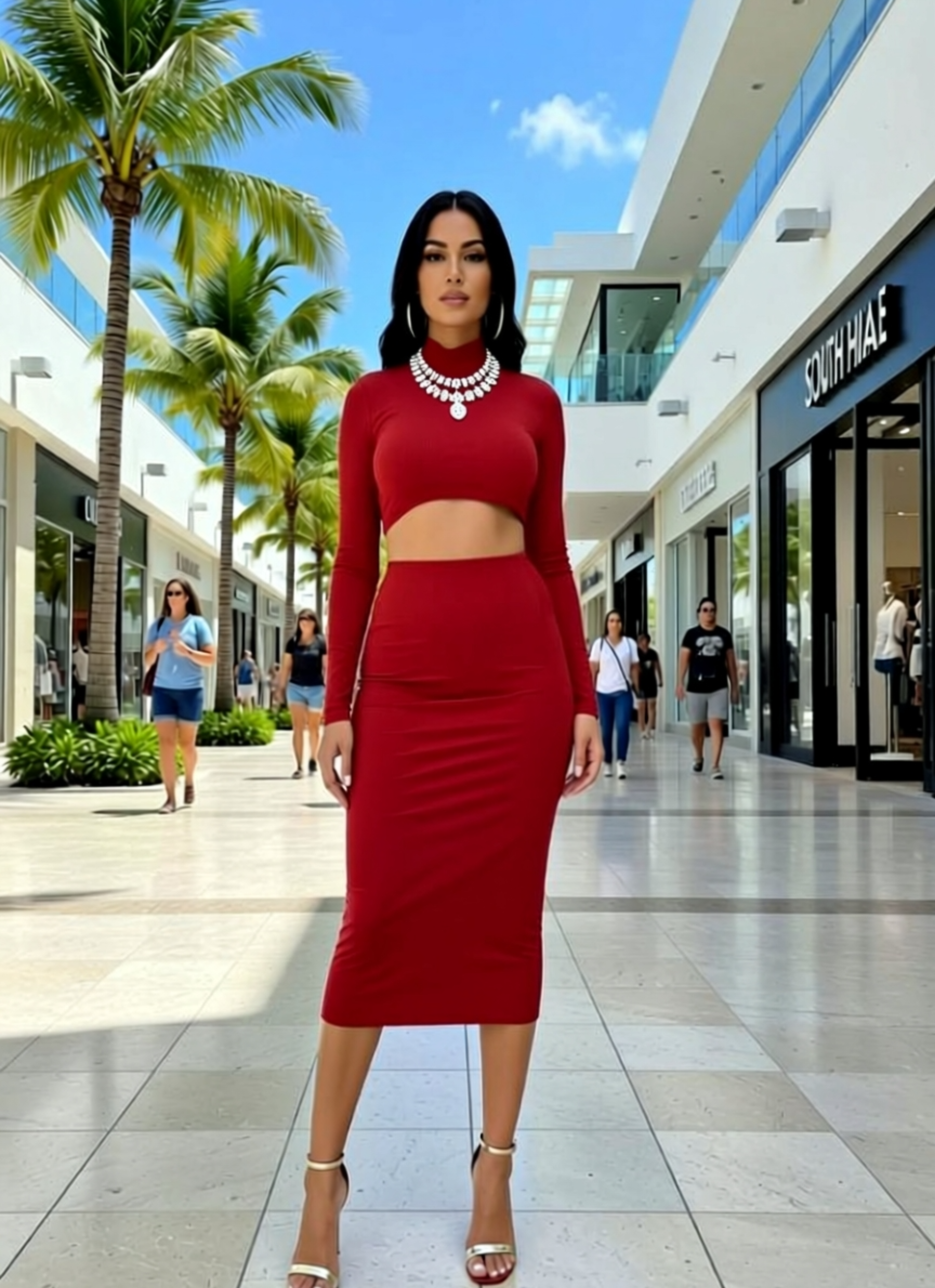 Sexy Ribbed Crop Tee & Thigh Skirt Set