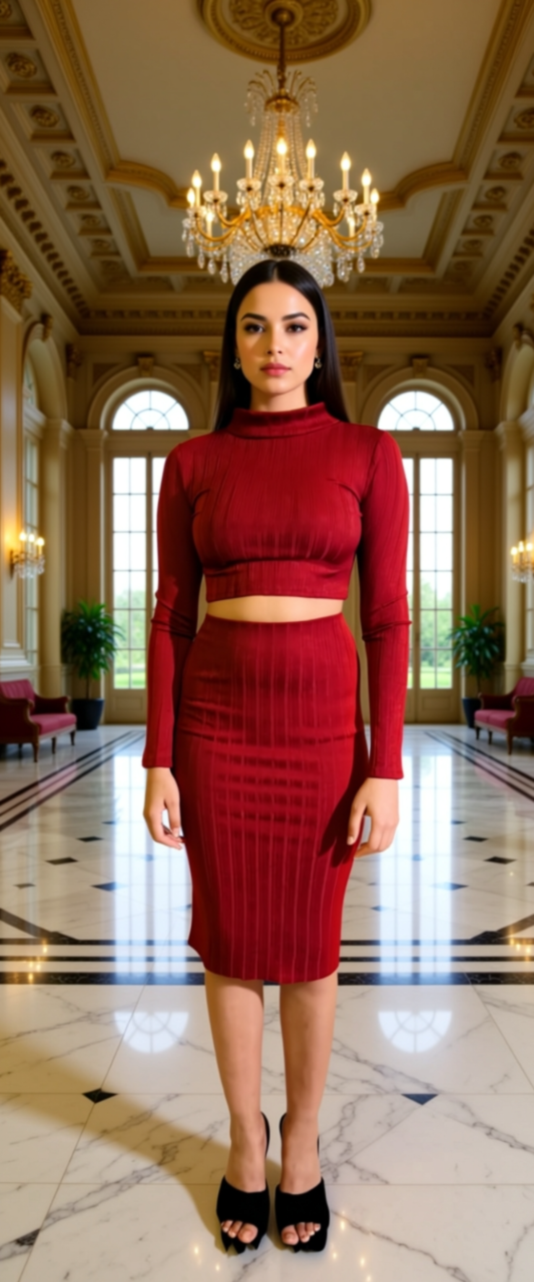 Sexy Ribbed Crop Tee & Thigh Skirt Set