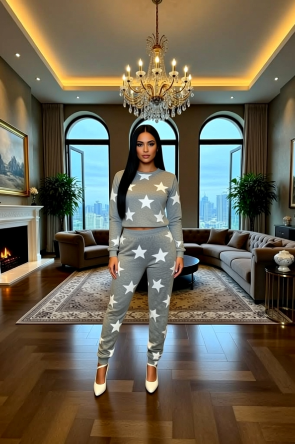 Jogger Lounge Set Star Print