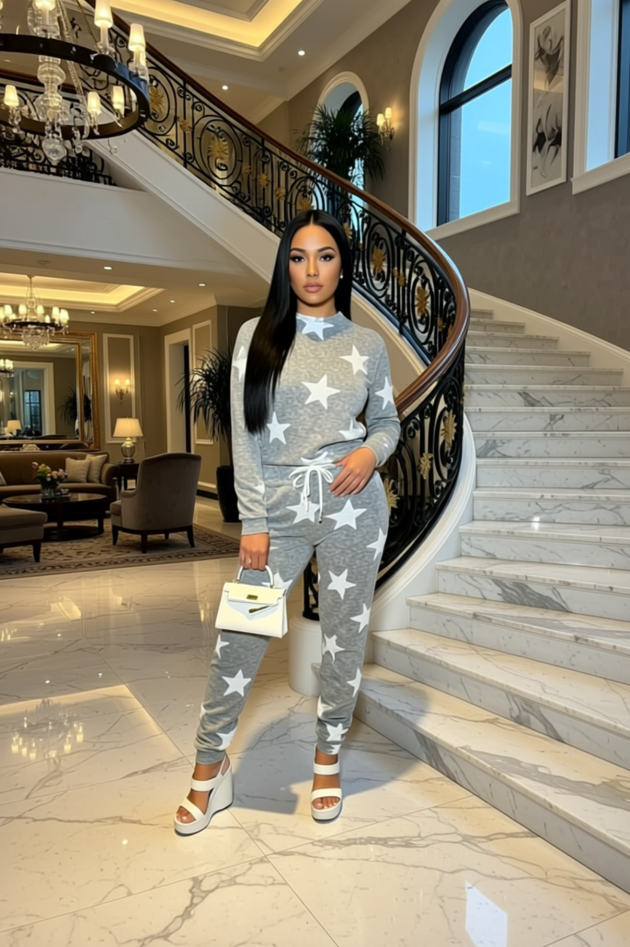 Jogger Lounge Set Star Print