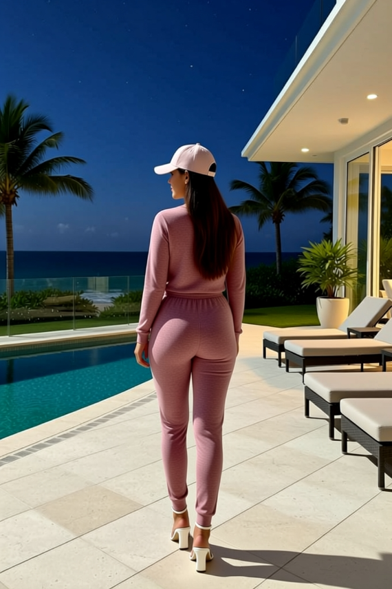 Women's Fashion Loungewear Crew Neck Jogger Lounge Set Pink
