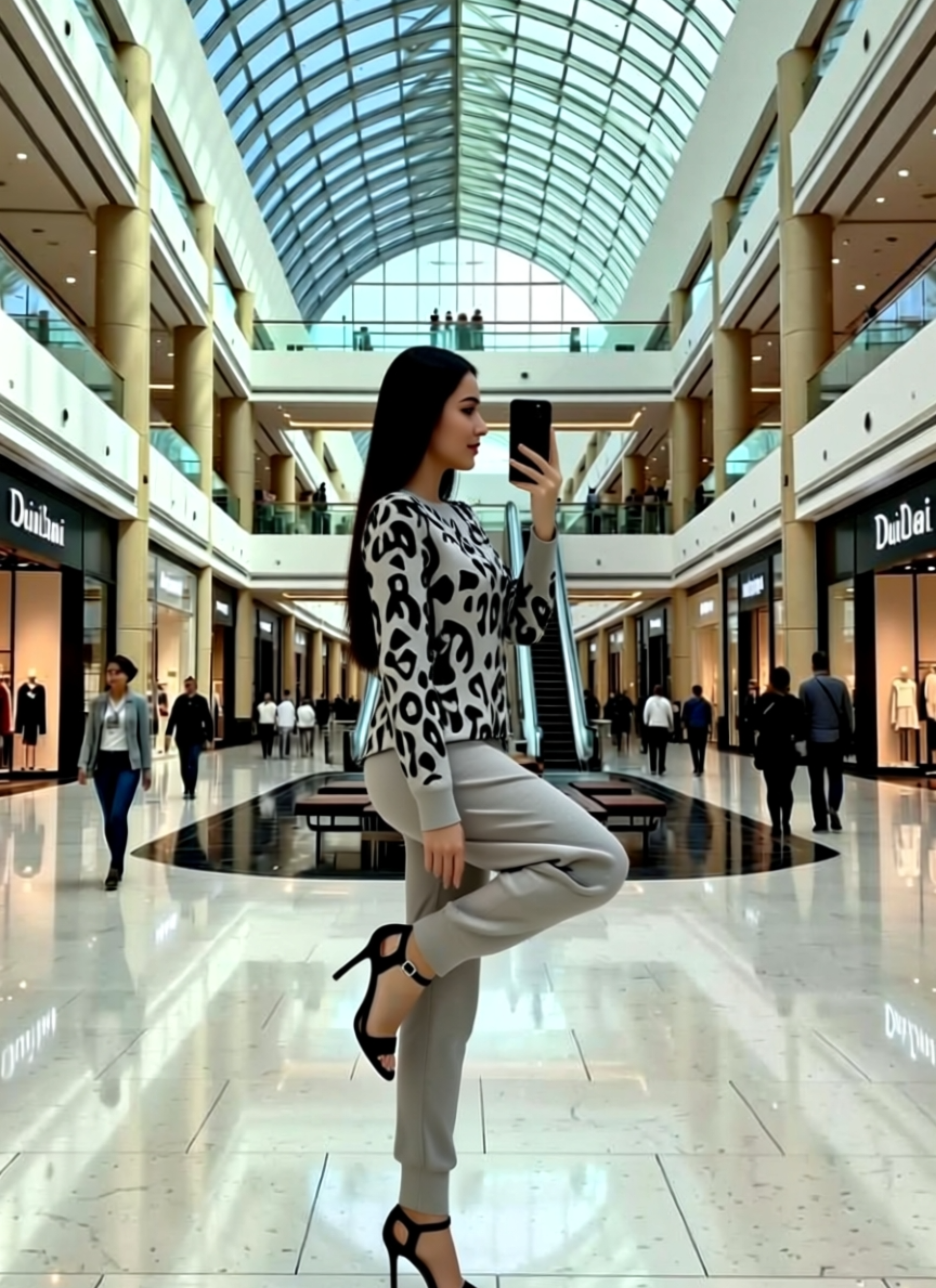 Casual Knitted Long-sleeved Pants Printed Beaded Pullover + Double Pocket Lace Pants